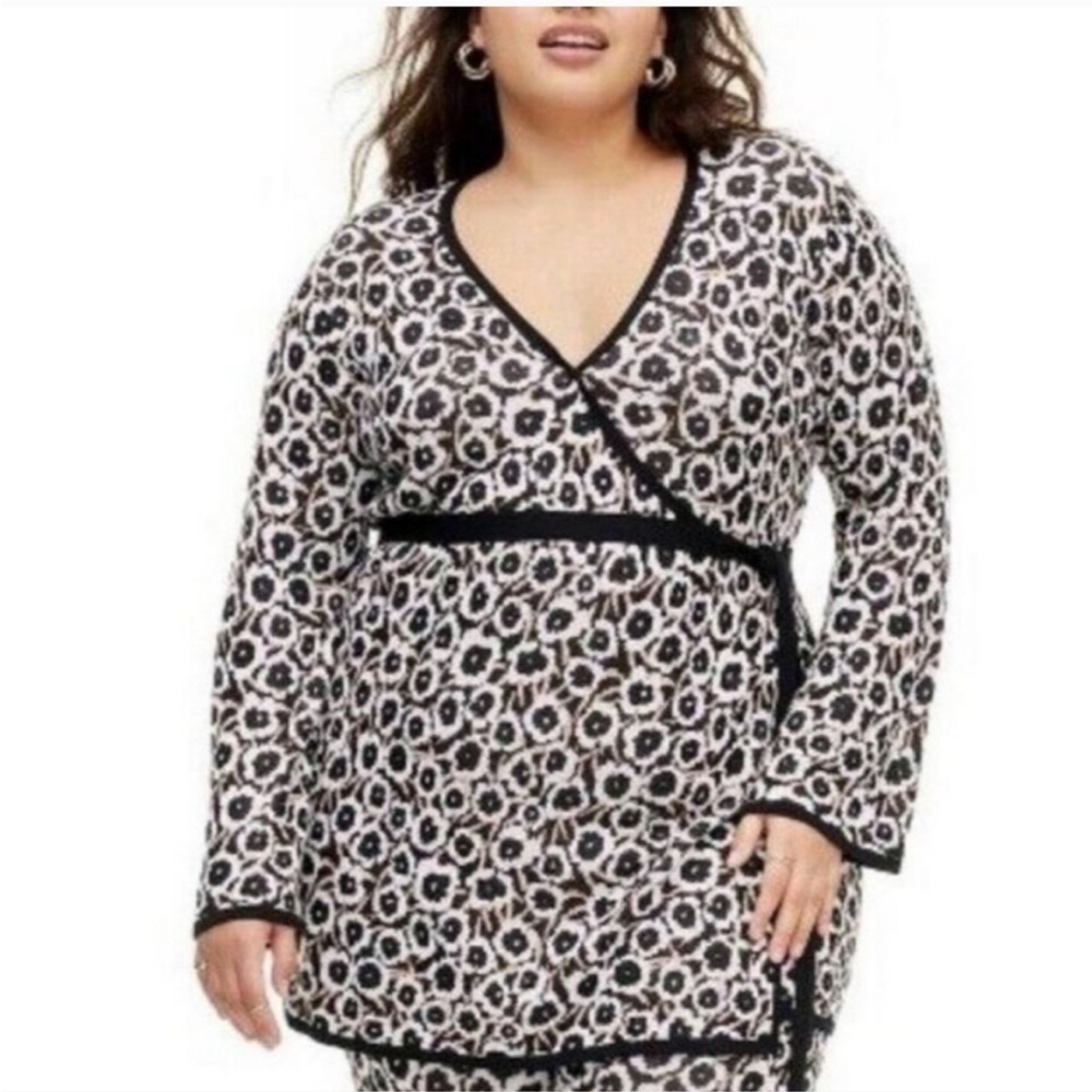 NWT Diane Von Furstenberg Leopard Wrap Cardigan Sweater Top 4X